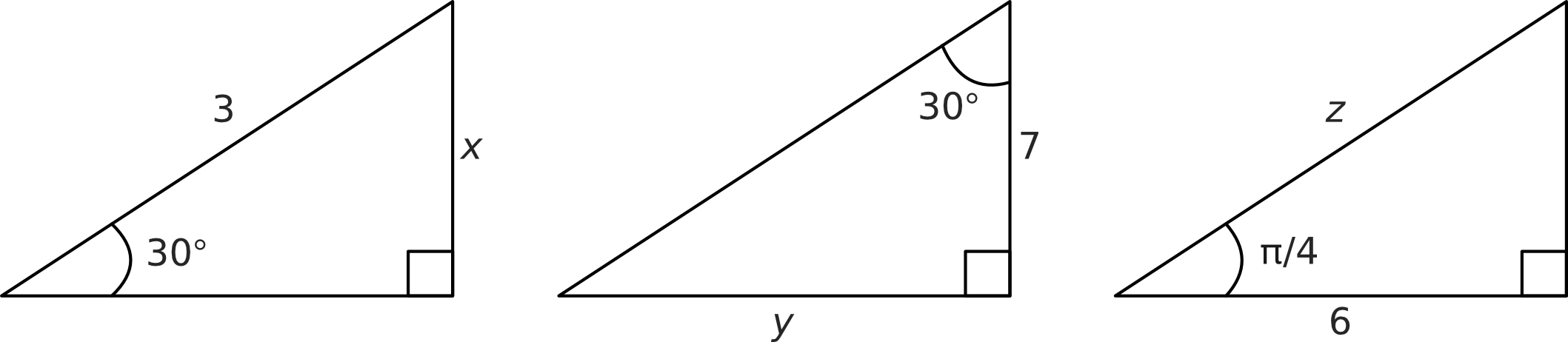 Three right angled triangles